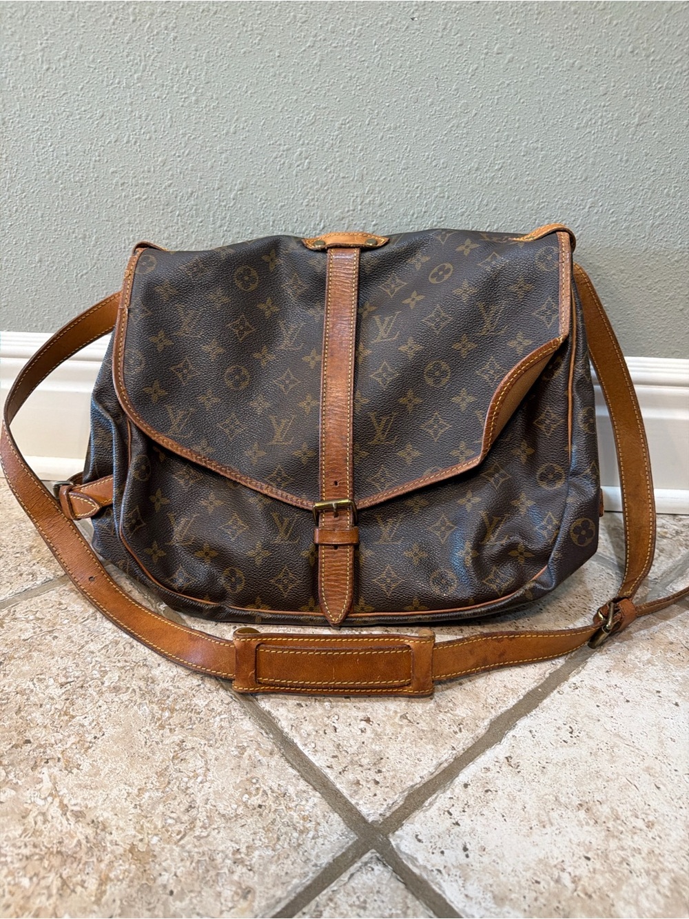 Vintage Louis Vuitton Saumor Messenger Bag – Repaired Strap, Replaced Rivets